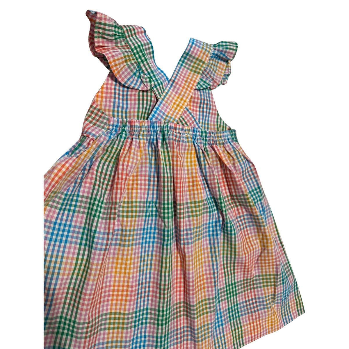 Little English Rainbow Gingham Crossback Dress Size Girls 4T