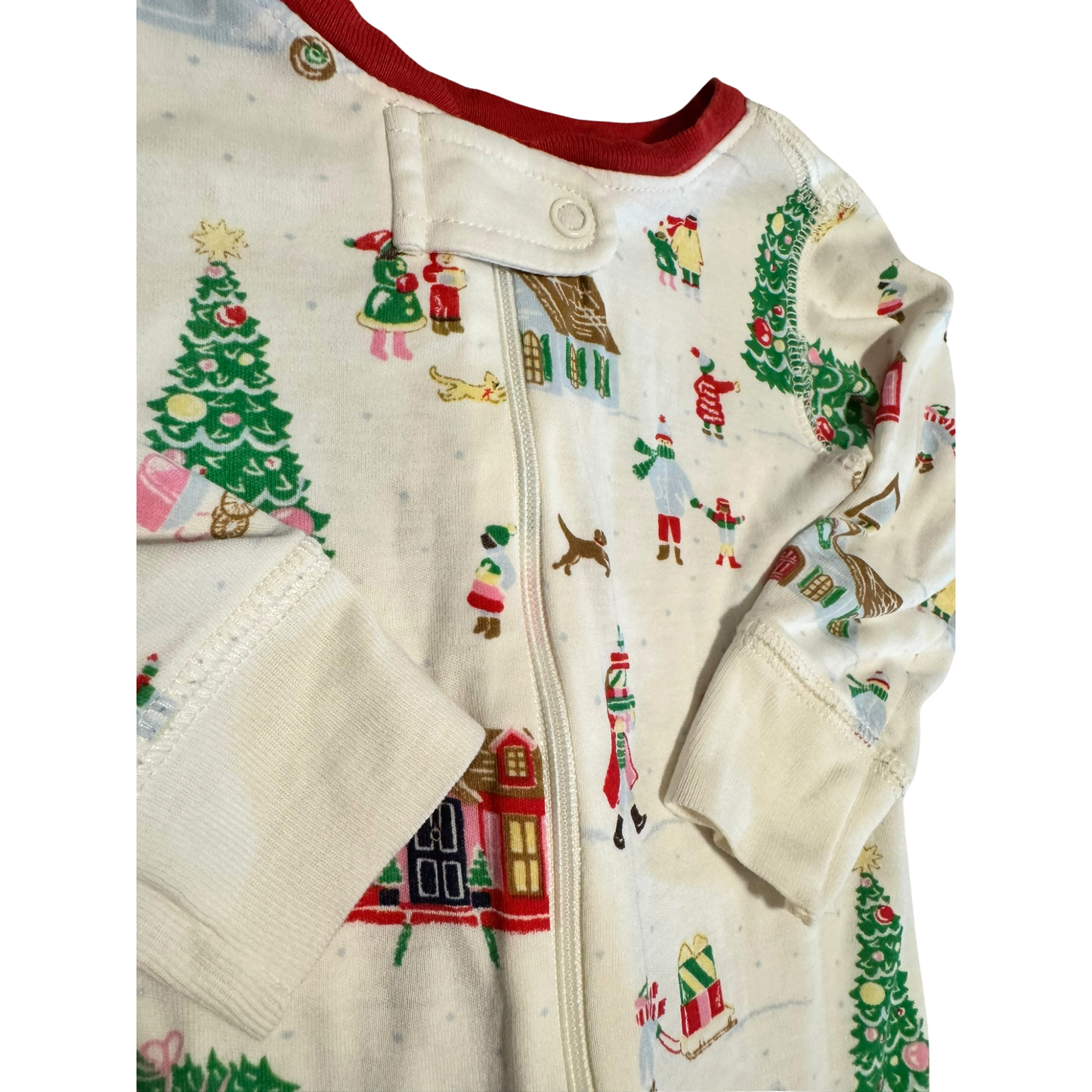 Beaufort Bonnet Company Christmas Village Footie Pajama with Grippers Baby 12-18M