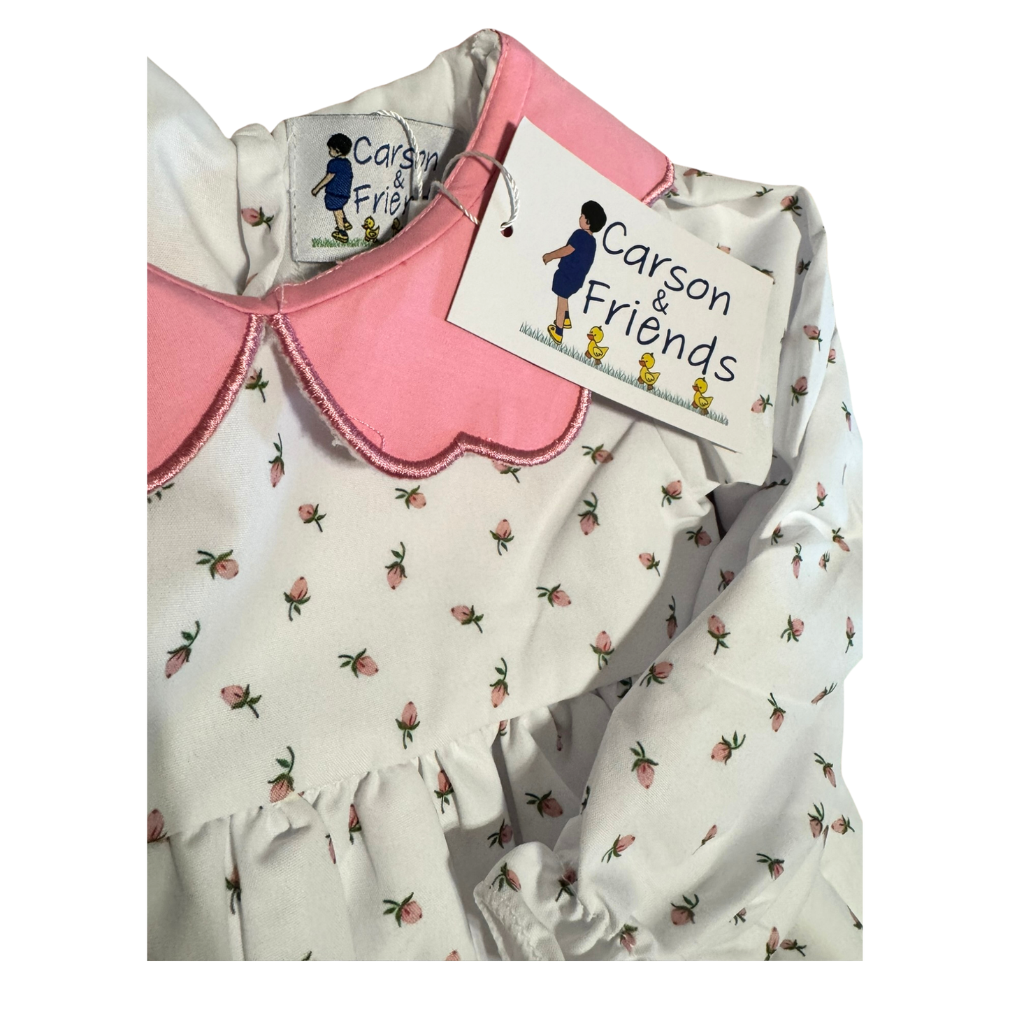 Carson & Friends White Floral Dress with Pink Scalloped Collar NWT Size Girls 3T