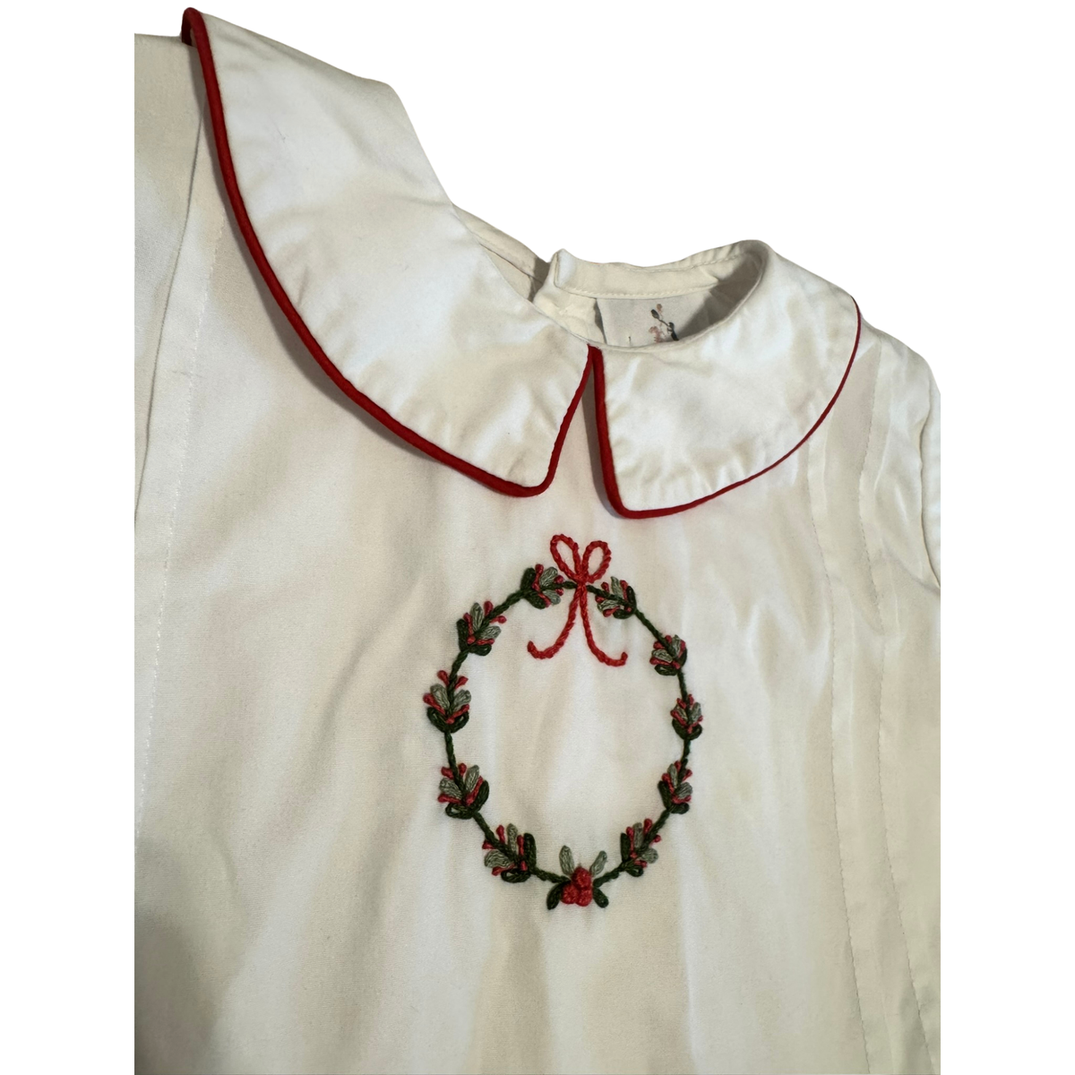 Maddie & Connor Christmas Wreath Embroidered Shortall Size Boys 3T
