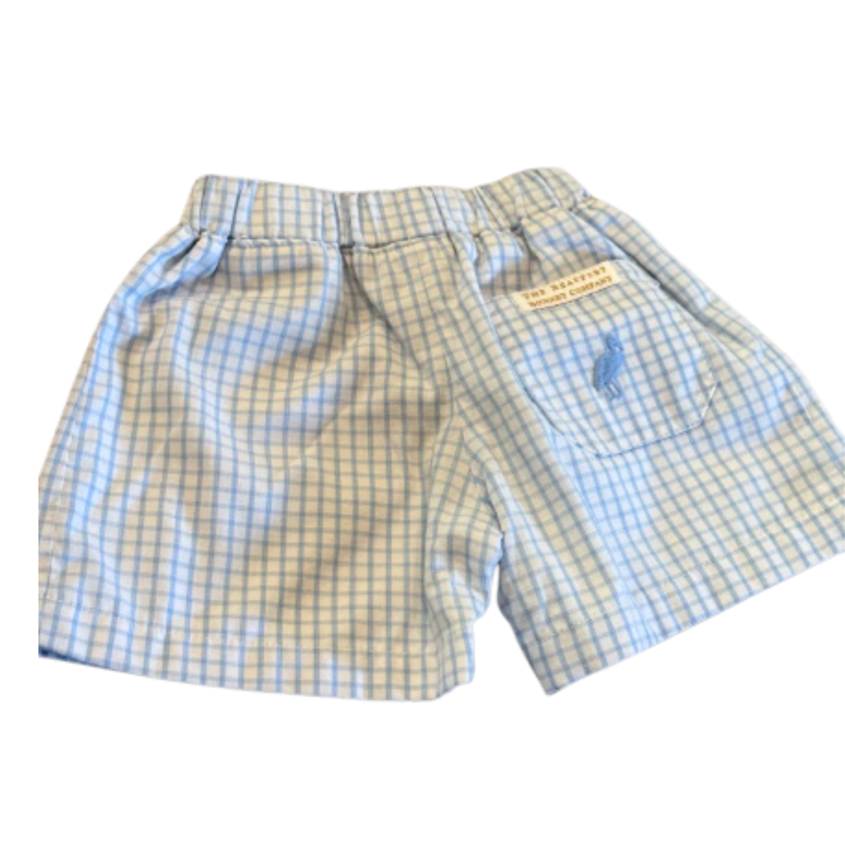 The Beaufort Bonnet Company Light Blue Windowpane Pull-On Shorts Size Boys 12-18 Months