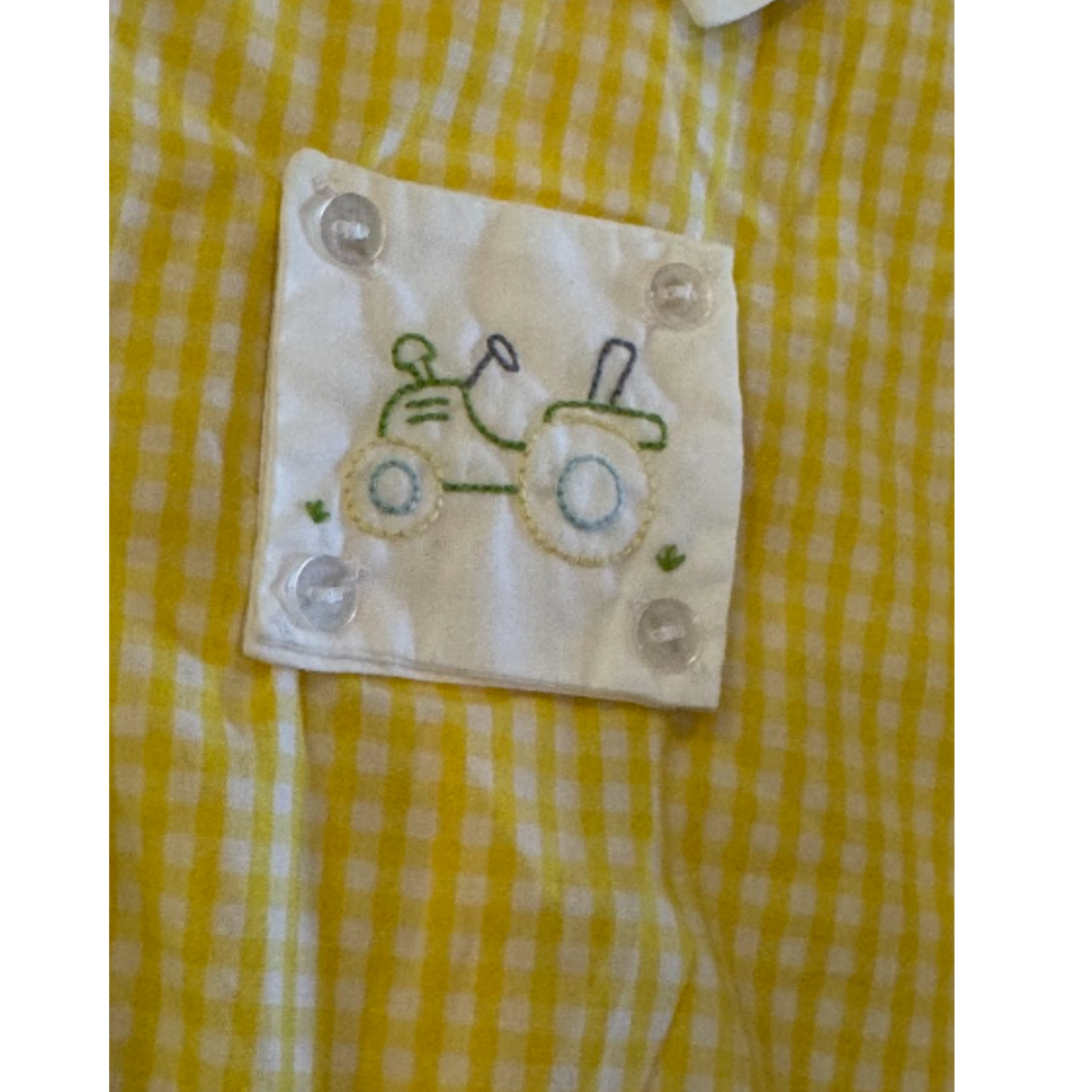 Remember Nguyen Yellow Gingham Tractor Bubble Size Boys 3M