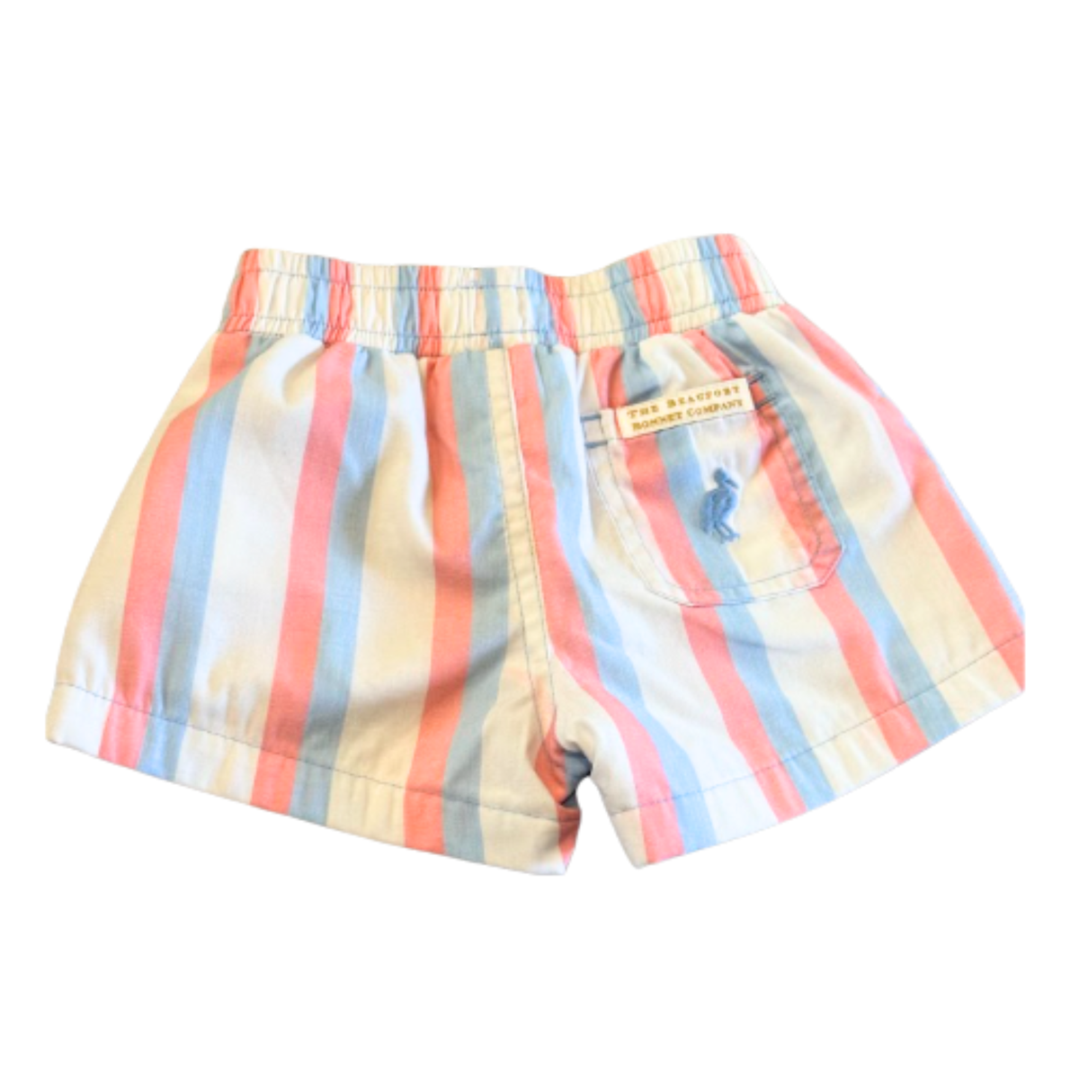 The Beaufort Bonnet Company Coral & Blue Stripe Pull-On Shorts Size Boys 18-24 Months