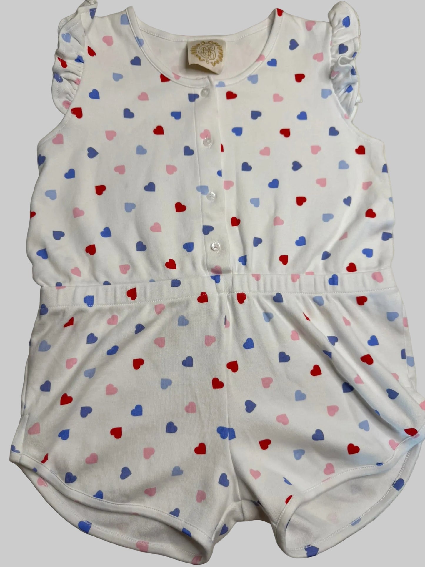 Girls The Beaufort Bonnet Co Marion Rose Romper Happy Hearts Size 8