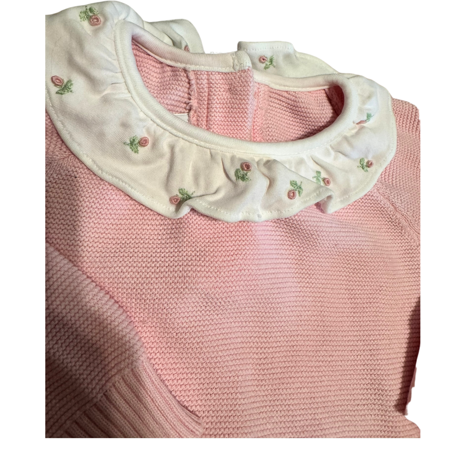 Willow Pink Knit Sweater & Pant Set with Floral Embroidered Collar Size Girls 2T