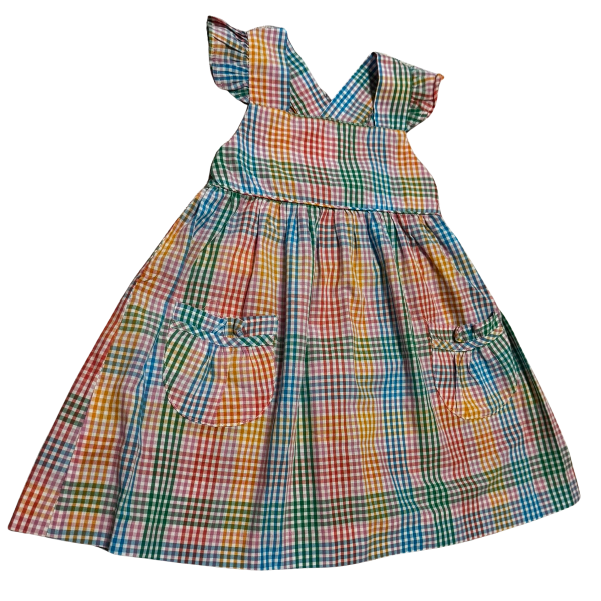 Little English Rainbow Gingham Crossback Dress Size Girls 4T