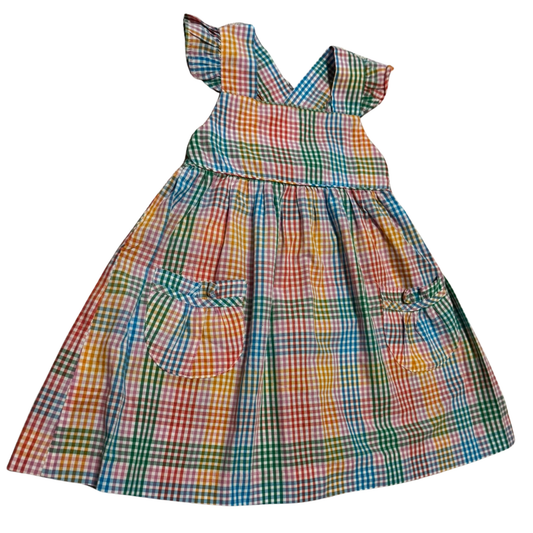Little English Rainbow Gingham Crossback Dress Size Girls 4T