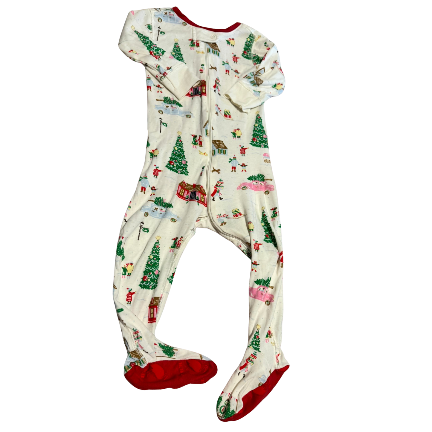 Beaufort Bonnet Company Christmas Village Footie Pajama with Grippers Baby 12-18M