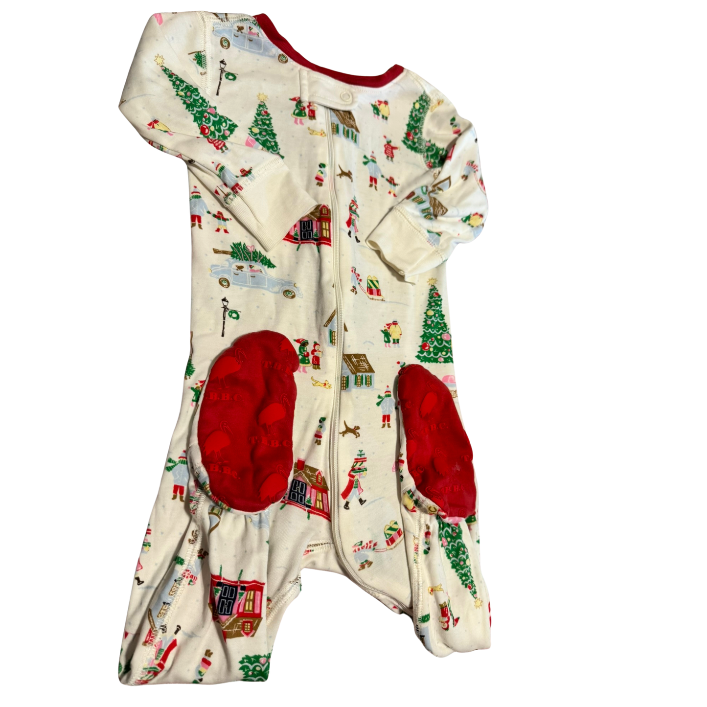 Beaufort Bonnet Company Christmas Village Footie Pajama with Grippers Baby 12-18M