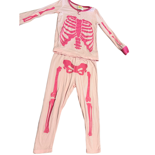The Yellow Lamb Pink Skeleton Print Pajama Set Size Girls 2T