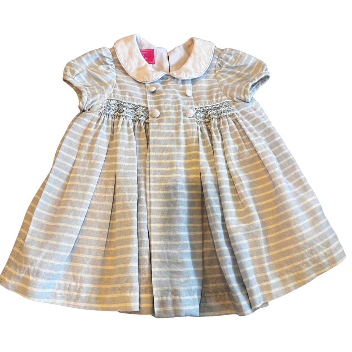Claire & Charlie Fine Hand Smocked Striped Dress Size Girls 12M