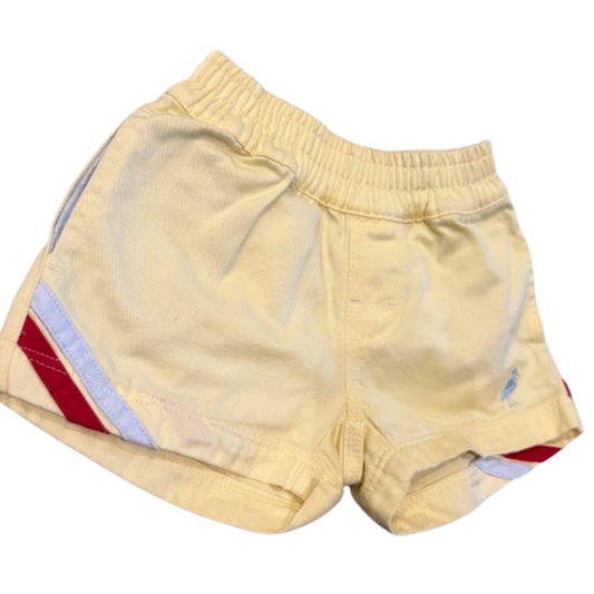The Beaufort Bonnet Company Yellow Twill Pull-On Shorts with Side Stripes Size Boys 12-18 Months