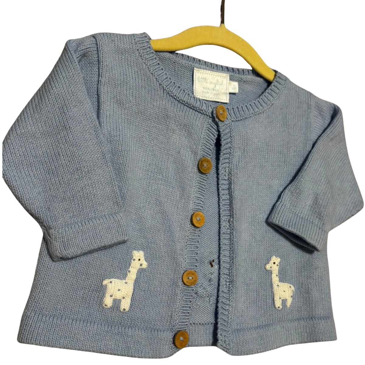 Little English Blue Knit Giraffe Cardigan Size Boys 18M