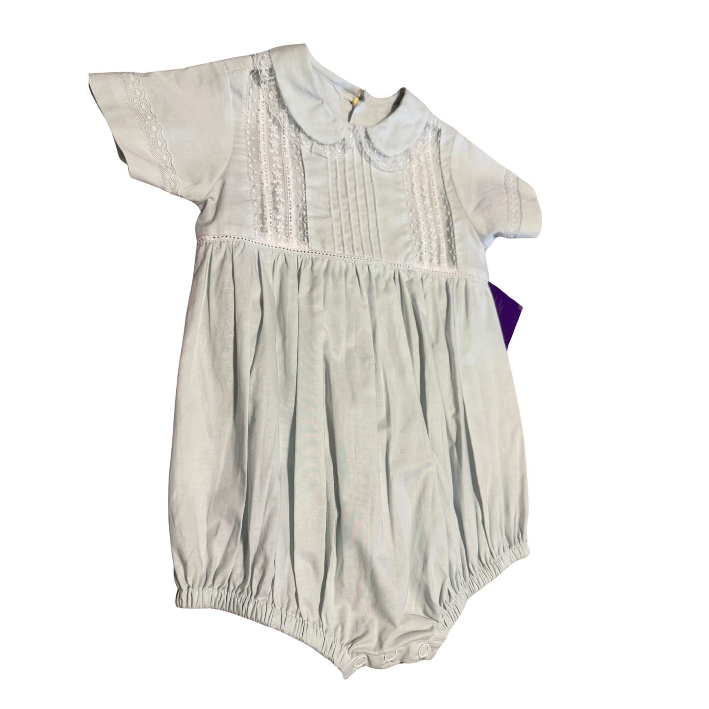 Unbranded Blue Lace Trim Romper NWT Size 12M