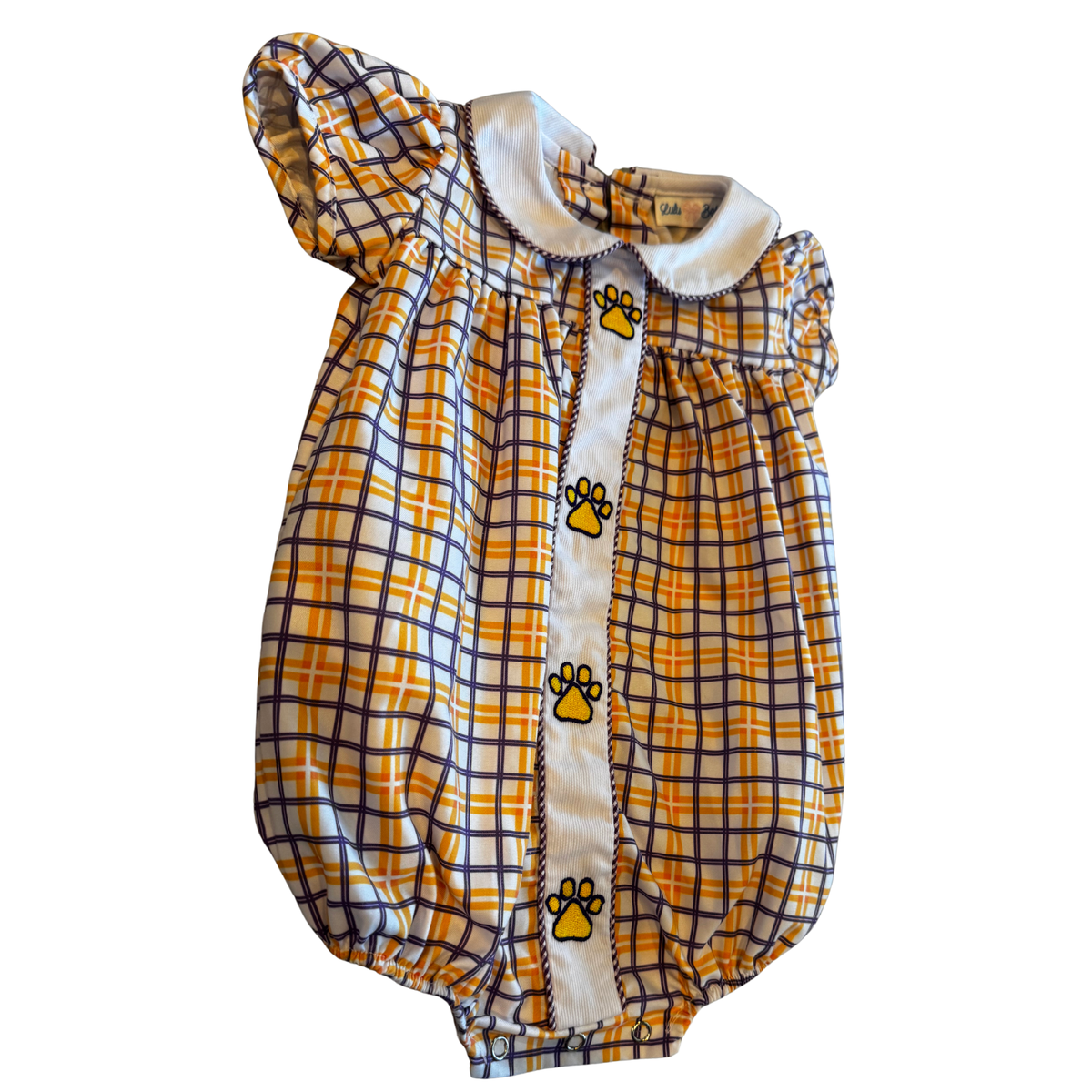 Lulu Bebe LSU Paw Print Plaid Bubble Size Girls 6M