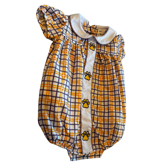 Lulu Bebe LSU Paw Print Plaid Bubble Size Girls 6M