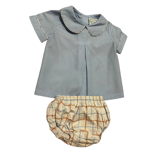 Grace & James Blue Peter Pan Collar Top & Plaid Bloomer Set Size Boys 12M
