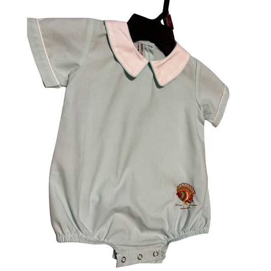 Sweet Dreams Turkey Embroidered Bubble Romper Size Boys 12M