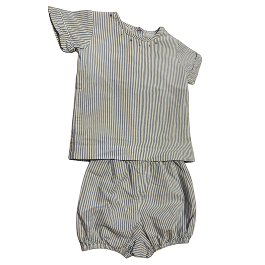Lullaby Set Blue Striped Top & Bloomer Set Size Boys 18M