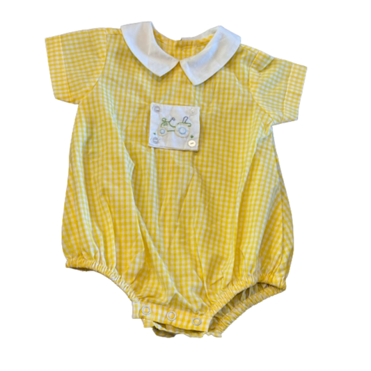 Remember Nguyen Yellow Gingham Tractor Bubble Size Boys 3M
