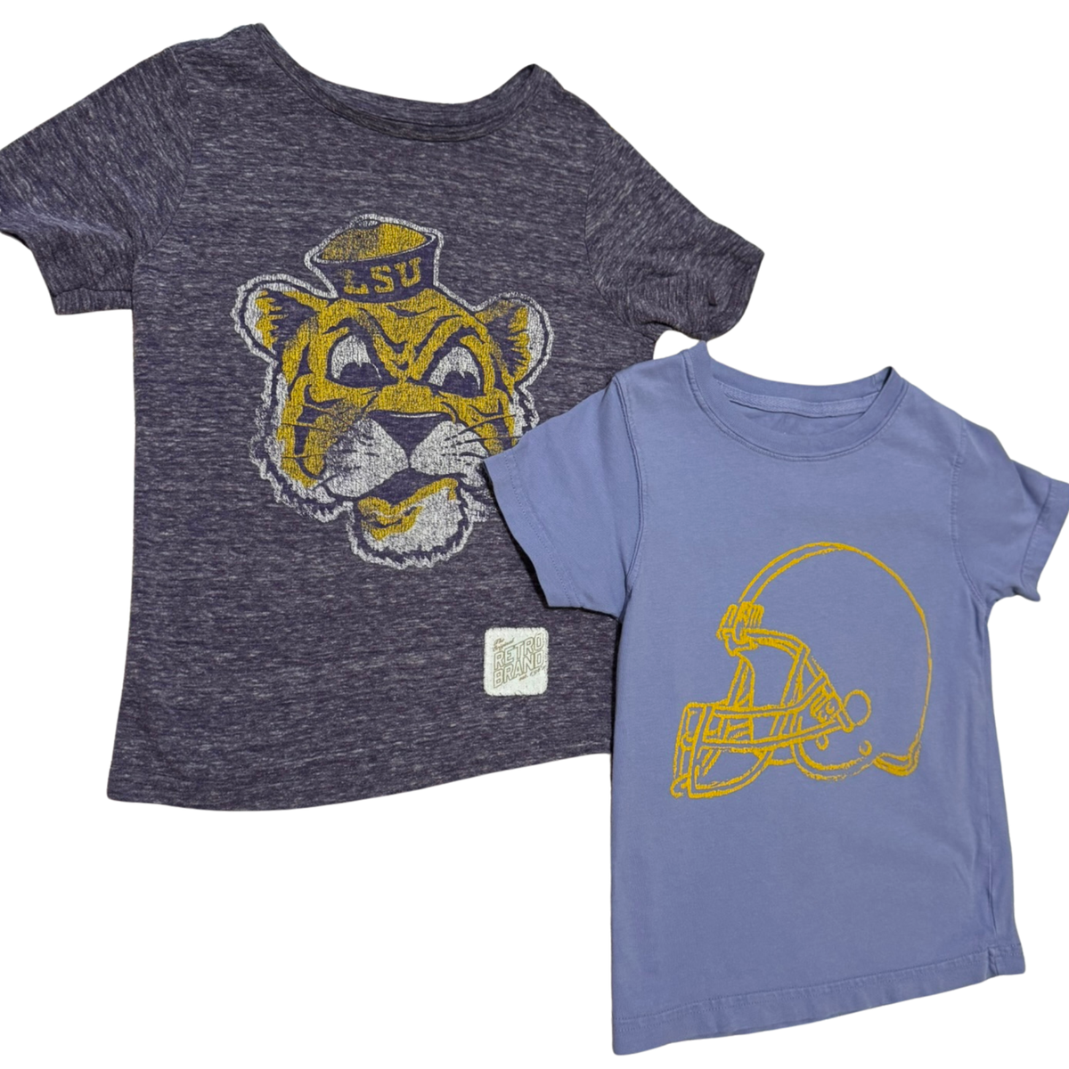 Purple & Gold Tiger Fan Tee Bundle – Retro Brand & Mustard + Ketchup Kids