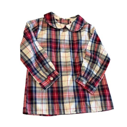Bailey Boys Red & Navy Plaid Peter Pan Collar Shirt Size Boys 2T