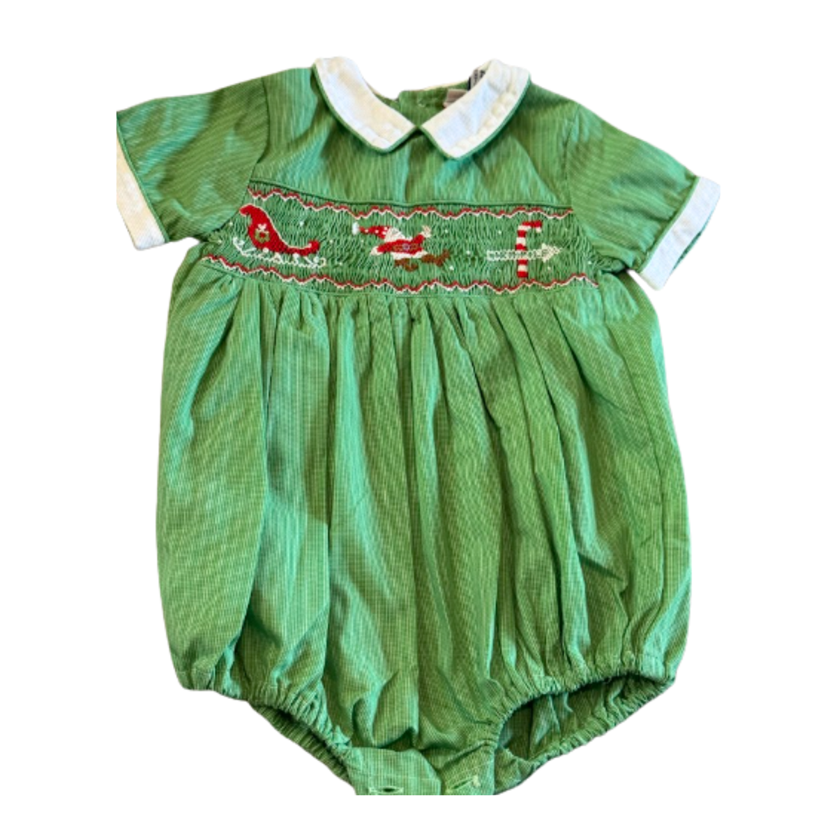 Orient Expressed Green Smocked Santa Bubble Size Boys 6M