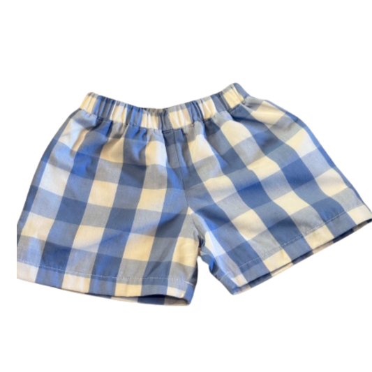 The Beaufort Bonnet Company Blue Buffalo Check Pull-On Shorts Size Boys 18-24 Months