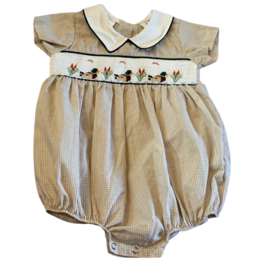 Lulu Bebe Smocked Mallard Duck Bubble Size Boys 12M
