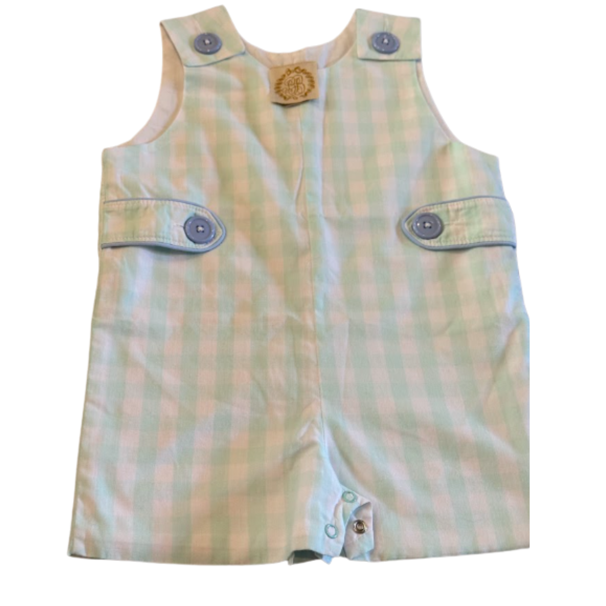 The Beaufort Bonnet Company Mint Gingham Jon Jon Shortall Size Boys 18-24 Months