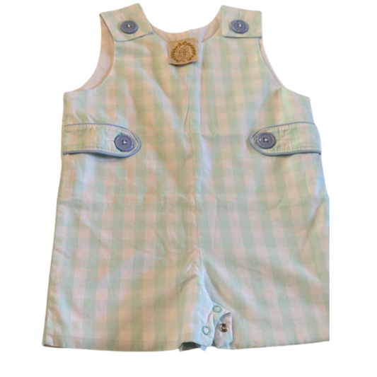 The Beaufort Bonnet Company Mint Gingham Jon Jon Shortall Size Boys 18-24 Months