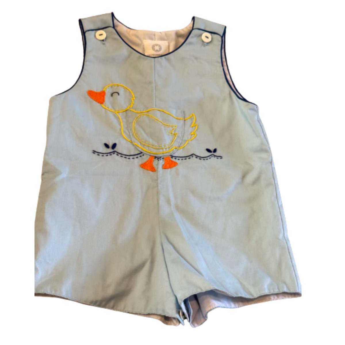 The Proper Peony Light Blue Duck Embroidered Jon Jon Shortall Size Boys 18M