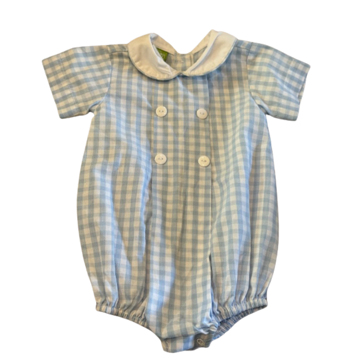 Classic Whimsy Blue Gingham Double-Button Bubble