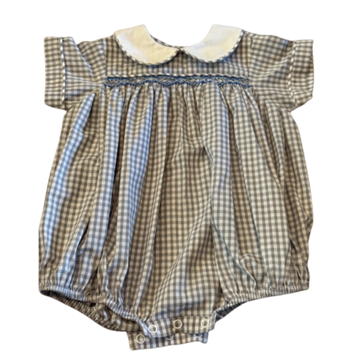 Remember Nguyen Gray Gingham Smocked Bubble Size Boys 6M