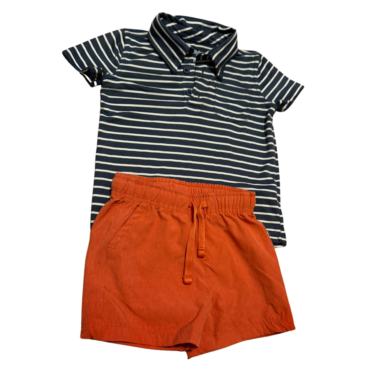 Tommy Bahama 2-Piece Set (Striped Polo & Orange Shorts) Size Boys 24 Months