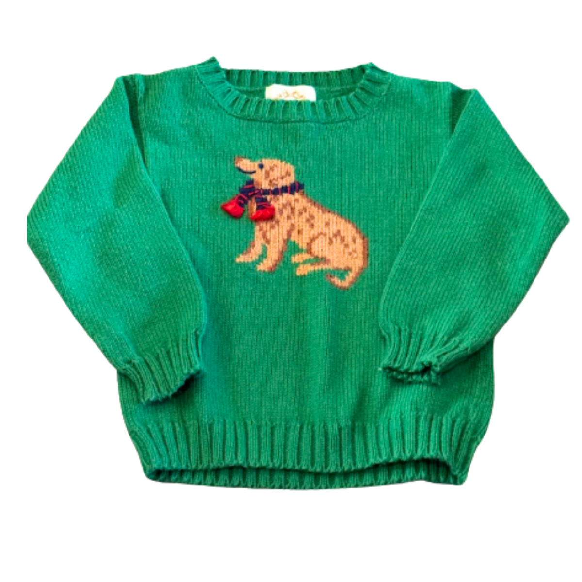 The Beaufort Bonnet Company Green Golden Retriever Intarsia Sweater Size Boys 18-24 Months
