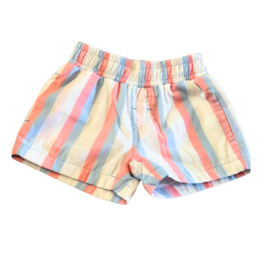 The Beaufort Bonnet Company Coral & Blue Stripe Pull-On Shorts Size Boys 18-24 Months