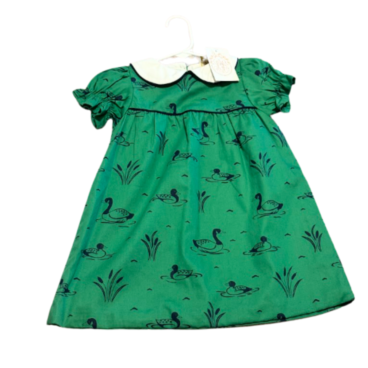 The Beaufort Bonnet Company Green Duck Print Dress Size Girls 3T NWT