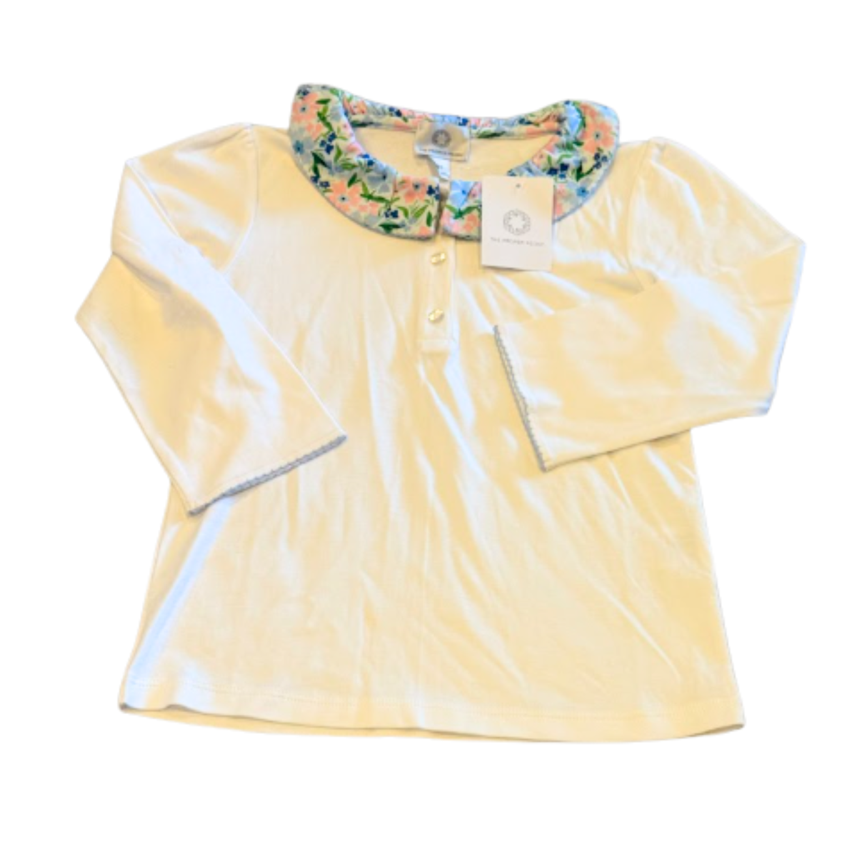 The Proper Peony Knit Top with Floral Peter Pan Collar Size Girls 8Y NWT