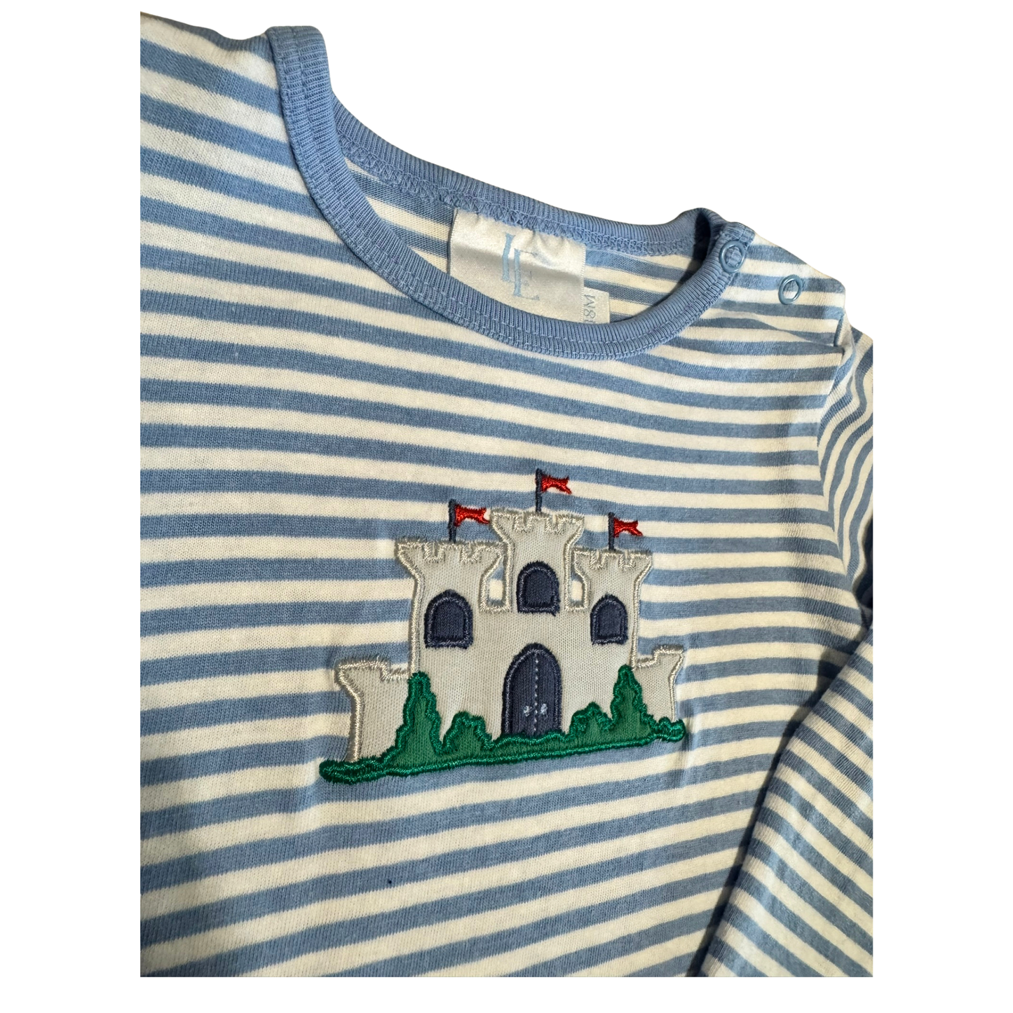 Little English Blue Striped Castle Romper Size Boys 18M