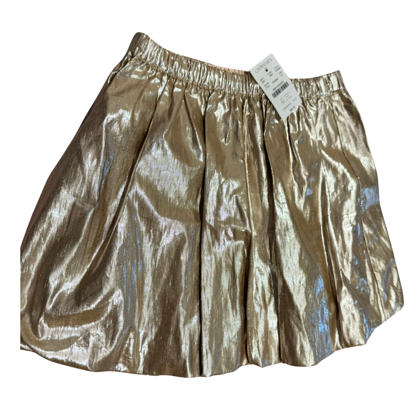 Crewcuts Gold Metallic Pleated Skirt Girl's Size 6-7