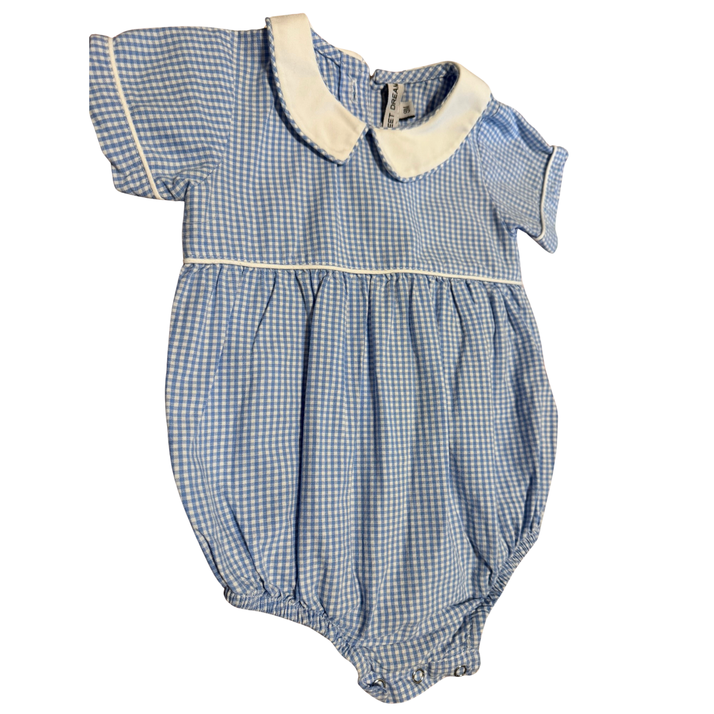 Sweet Dreams Blue Gingham Bubble – 9M
